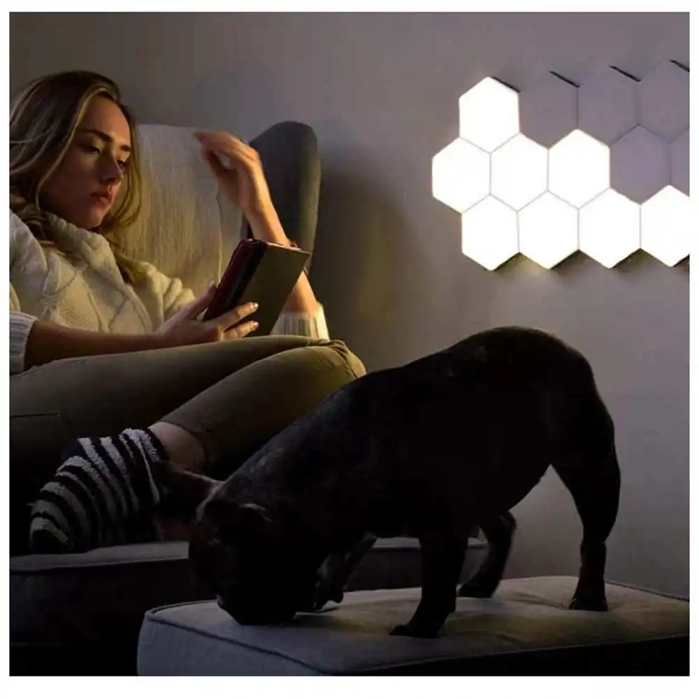 

DIY Modular Hexagon Touch Light Quantum Lamp Wall Lamp Home Decor Children Bedroom Sleep Atmosphere Night Light Holiday Gift