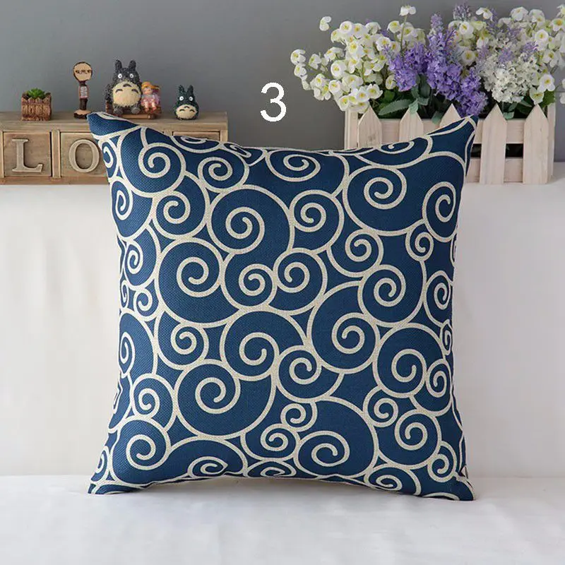 Cojines,, новинка, лен, хлопок, темно-синий, с геометрическим рисунком, чехол для подушки, декоративная подушка для дома - Цвет: 3