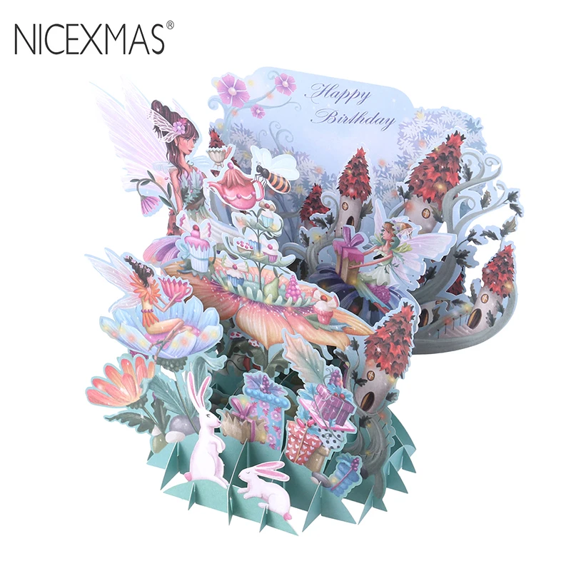 

NICEXMAS 3D Pop Up Postcard Beautiful Delicate Paper Cards Birthday Message Cards Greeting Gift Card for Christmas Anniversary