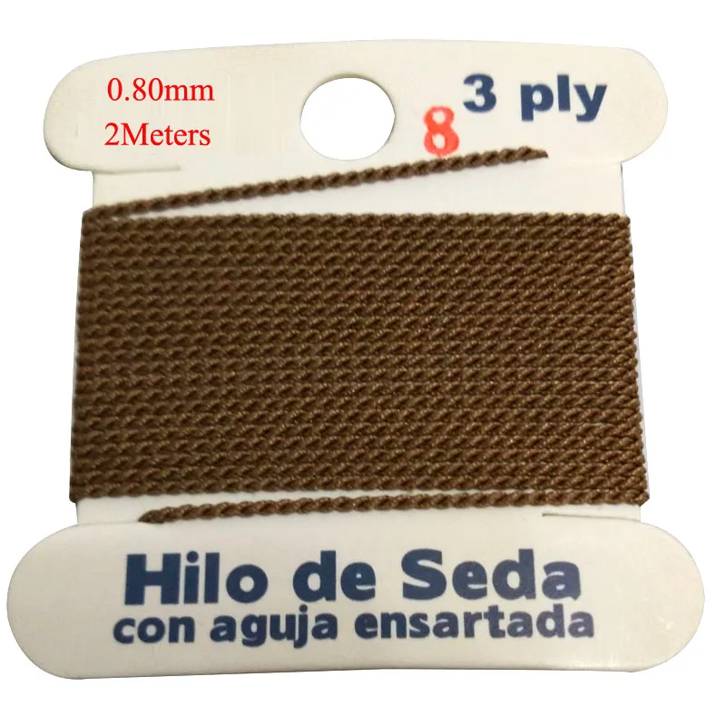

2M Long Dia 0.8mm 3 PLY Beige 100% Natural Silk Beading Cord with Needle