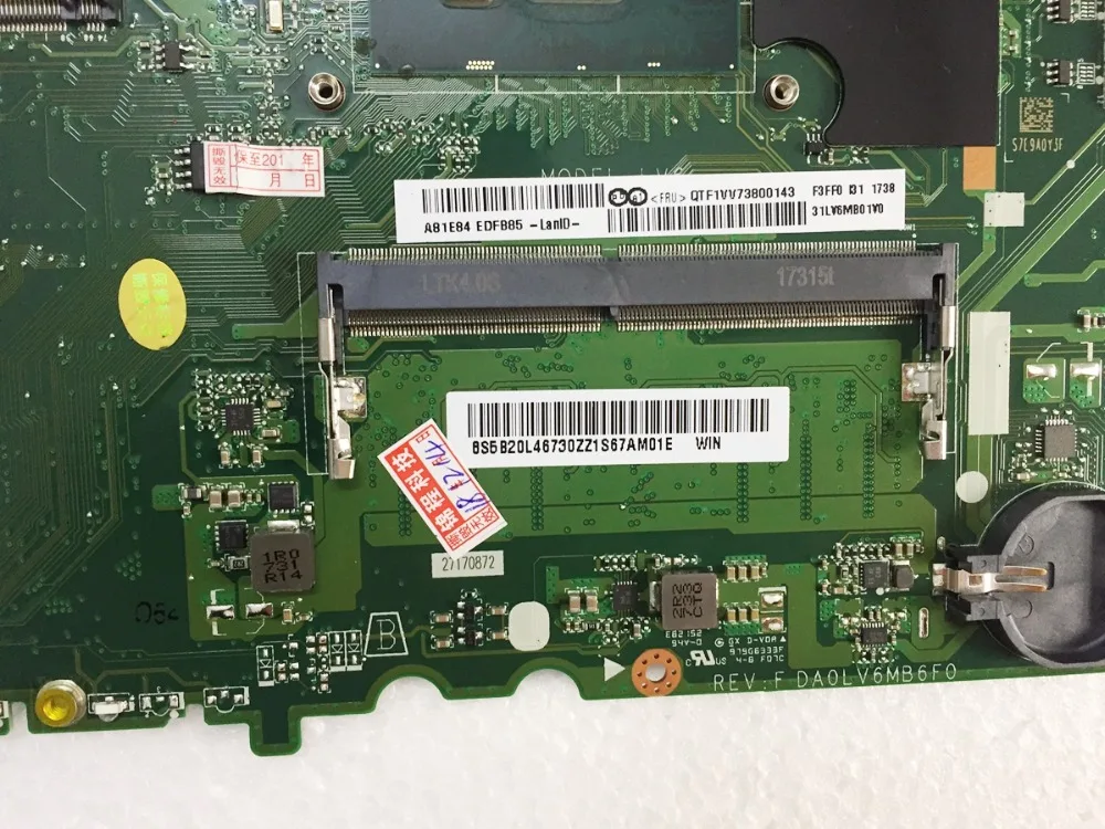 Perfect 5B20L46730 For Lenovo V310-14ISK i3-6100 Laptop Motherboard DA0LV6MB6F0 Mainboard 100%tested fully work 1