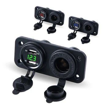 

Dual USB Car Charger Plug Adapter 12V 24V Cigarette Lighter Socket LED Voltmeter