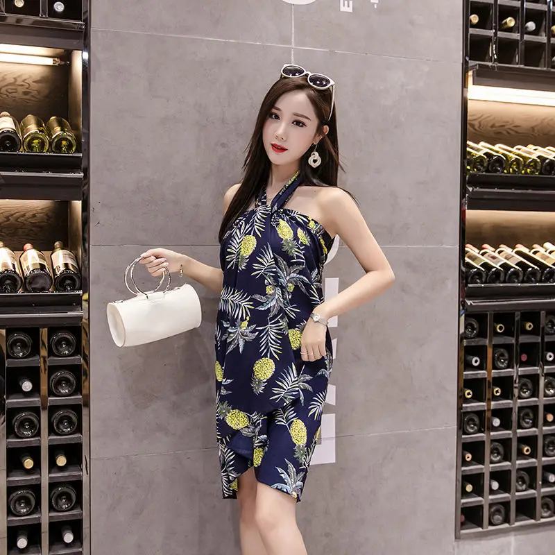 Summer Print Flower Chiffon Women Skirt Kawaii Korean Casual Empire Skirts Harajuku Mid-Calf Bow Cute High Waist Vintage Skirts
