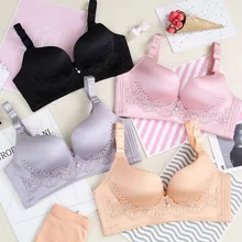 

sexy seamless push up bra 3/4 cup thin lace retro unlined bras ladies bra women underwear solid lingerie wire free colorful 80bc