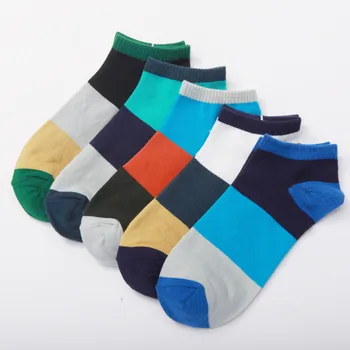 

5Pair Leisure Cotton Men's Socks Quality Short Socks Warm Stitching Color Antiskid Invisible Casual Socks Male
