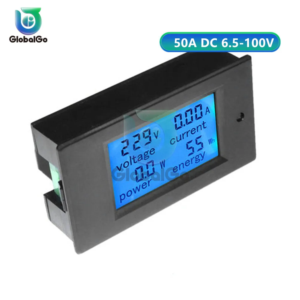 20A 50A 100A Digital LCD Voltmeter Ammeter DC AC Voltage Current Power Energy Meter Tester Backlight AC 80-260V DC 6.5-100V - Цвет: 50A DC 6.5-100V