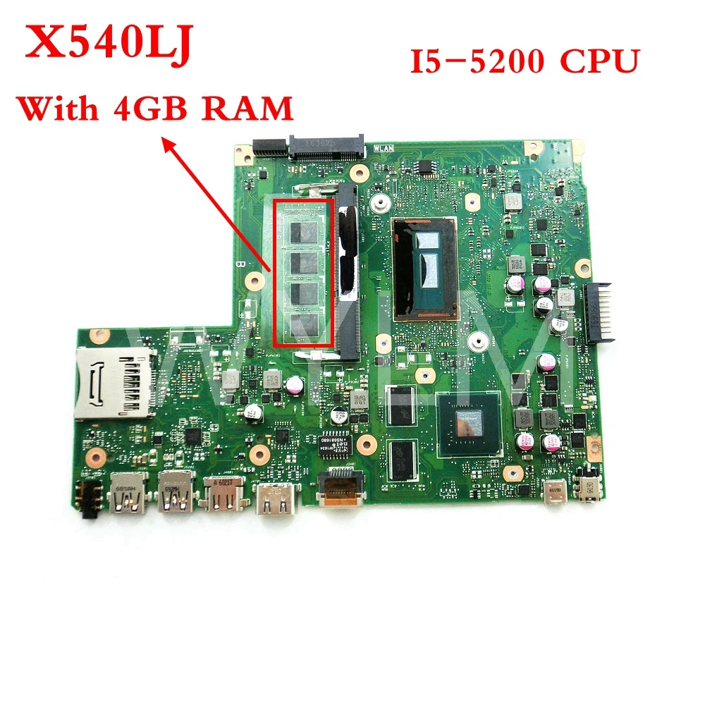 

X540LJ With I5-5200 CPU With 4GB memory mainboard REV3.0 For ASUS X540L X540LJ laptop motherboard Tested Working free shipping