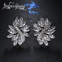 Роскошные серьги с цирконием кубической огранки в форме листа для женщин, модные серьги-гвоздики с кристаллами маркизы, украшения для ушей, серьги AE399