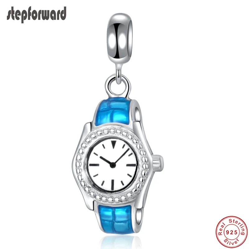 

Very Popular Sporty Series High Quality Enamel 925 Real Silver Watch Hanging Charm Fit Bracelet and Necklace