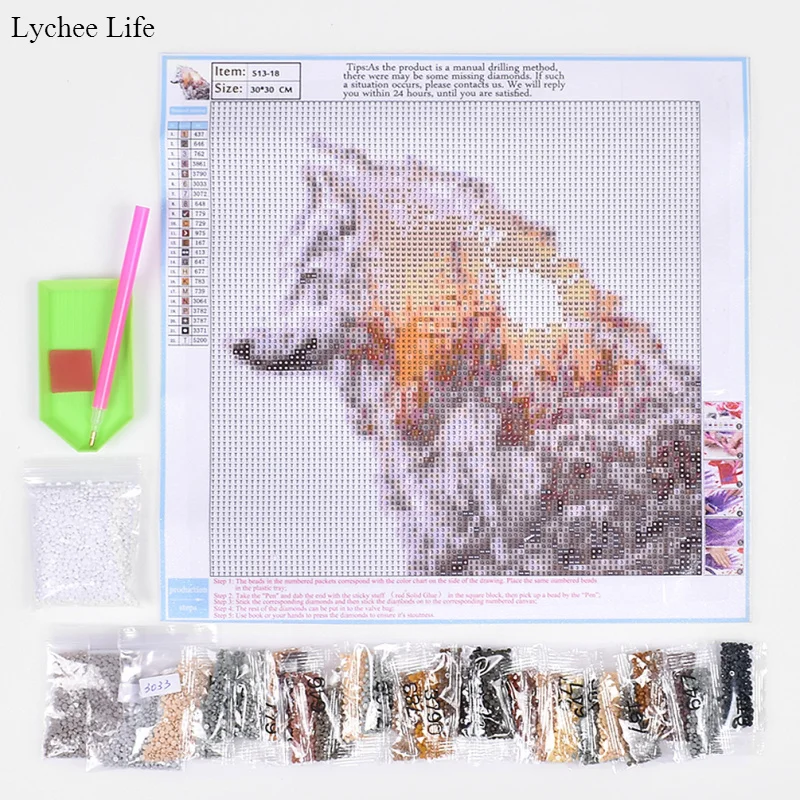 Lychee Life Sunrise Wolf полная дрель 5D алмазная картина для гостиной ручной работы DIY