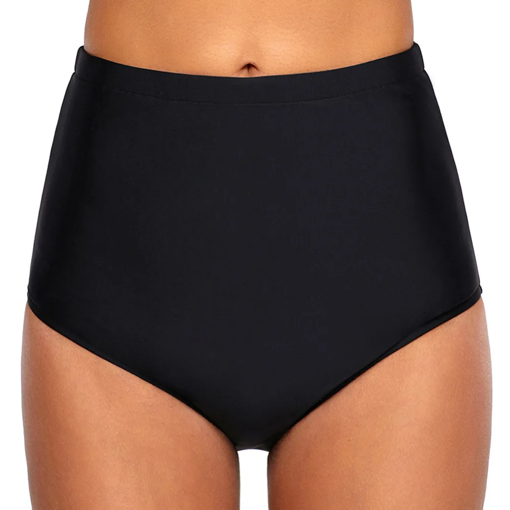 

Women Bikini simple design high waist briefs Slim one-piece swimming trunks black simple breathable ladies sports shorts