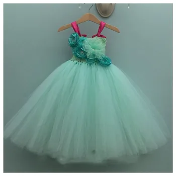 

Elegant Flower Girl Wedding Bridesmaid Party Dress Mint Fuchsia Little Girls Junior Flowers Birthday Special Occasion Dresses
