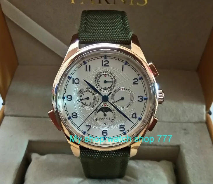 

44mm PARNIS Asian Automatic mechanical movement Men's watch Rose gold watch case Luxury watch Fashion watches Wholesale DF231a