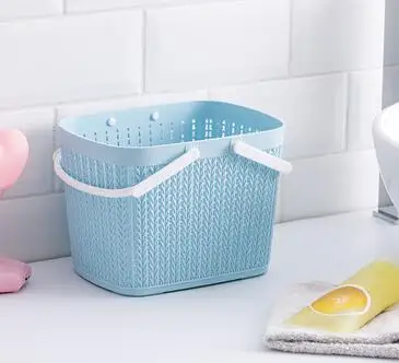 1 шт. Милая корзина для хранения ванной, корзина для ванной, Большая мягкая пластиковая корзина для мытья, портативная ванная wx9251527 - Цвет: S-light blue