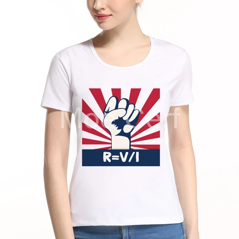 Противостоять кулак закон Ома сопротивления физики футболка Для женщин летние креативный Принт футболки прикольные Повседневное
