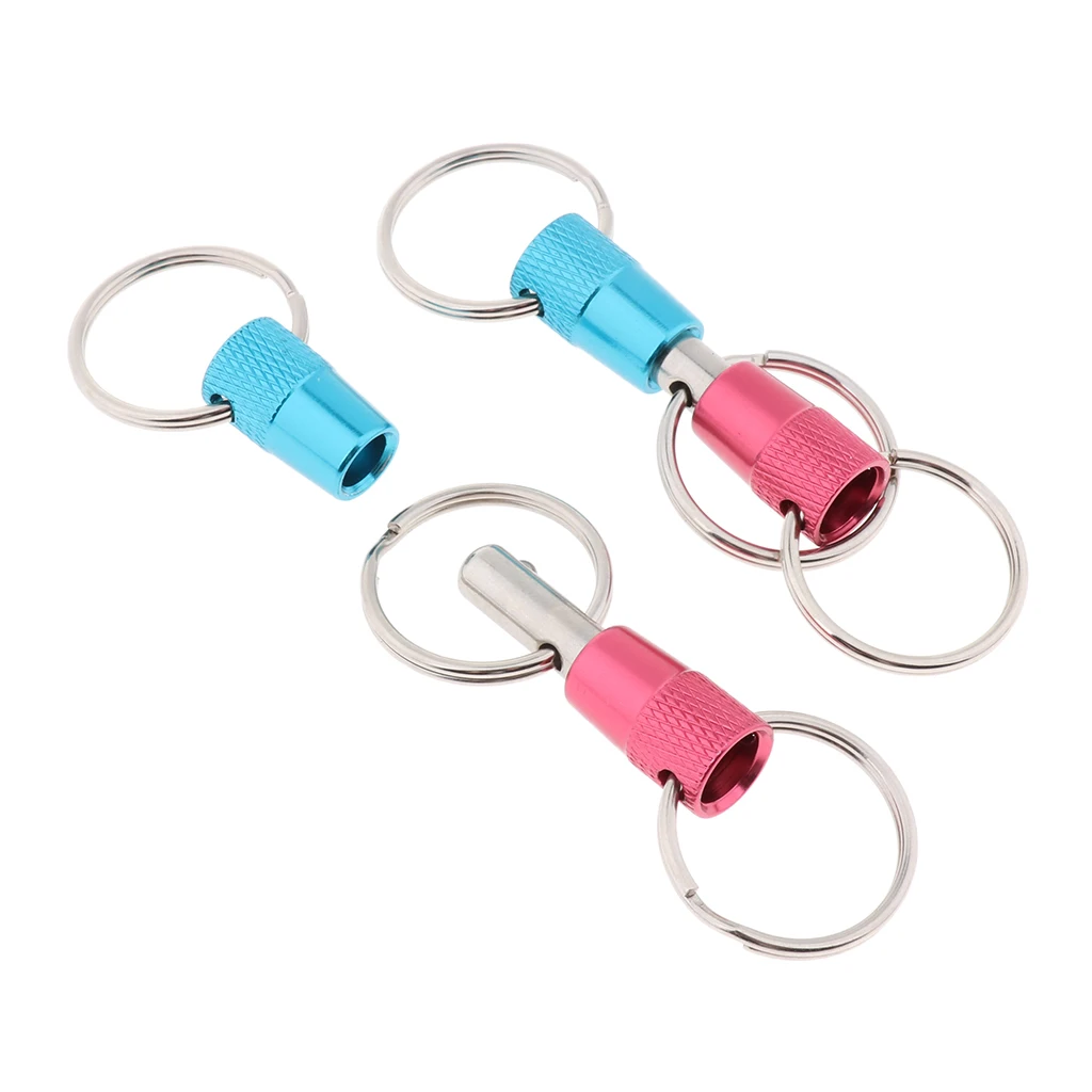 2 Pieces Heavy Duty Three Key Ring Quick Release Detachable Pull-Apart Keychains Lock Holder Key Accessory