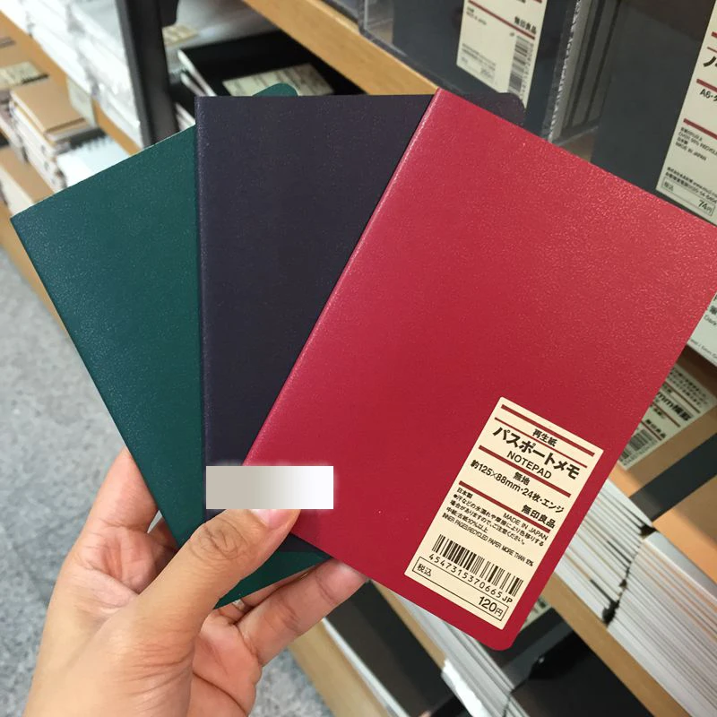 muji passport notebook navy green red 24 sheets blank dot grid graph