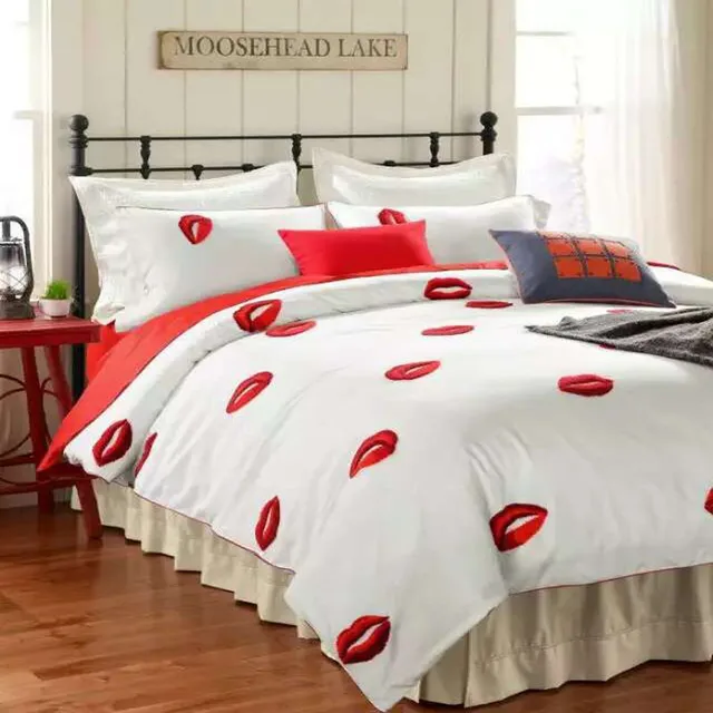 2017 Egyptian Cotton Bedding 100 Emoji Sets Luxury 2017 Egyptian Cotton Bedding 100 Emoji Sets Luxury Whole Comforter Red Kiss