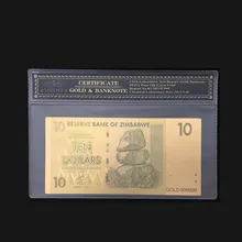 2018 горячая Распродажа цветная банкнота из Zimbabwe вийского банкнота 10 долларовая Золотая банкнота в 24k Золотая Банкнота с рамкой COA для сбора и ...