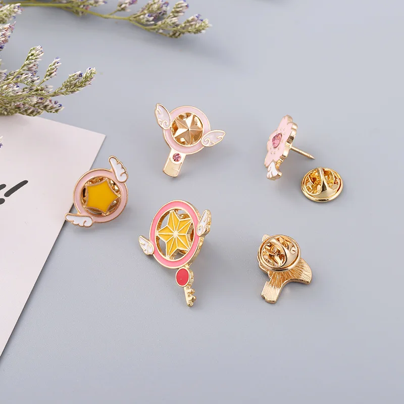

Card Captor Sakura Kero Sword Cosplay Brooches Enamel Pin Lapel Pin Badge Wings Star KINOMOTO SAKURA