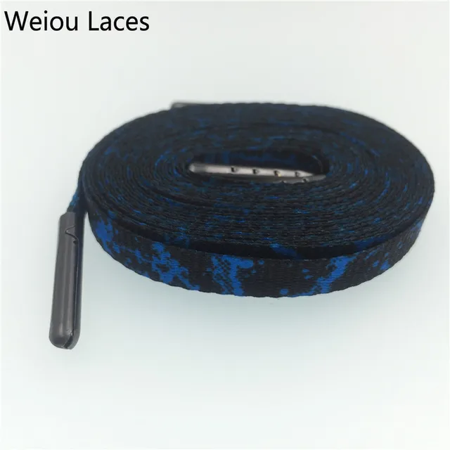 Weiou hot Shoestring Tops Silk Screen Printing Flat Print Shoelaces For Dress Shoes Personalized Replacement Shoelaces 60-180cm 704 Blue lightning