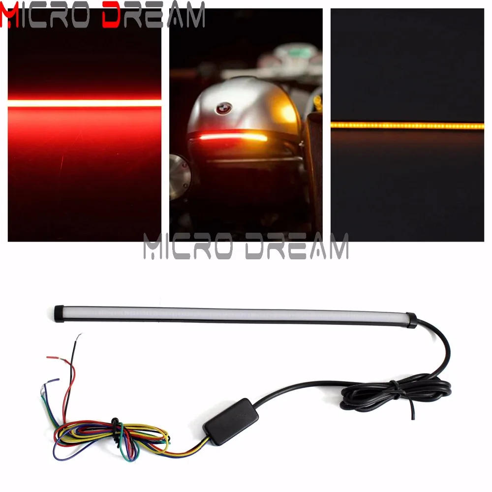 

29cm Sequential LED Strip Light Motorcycle Switchback Strobe Brake Stop Light Stick On Tail Lamp w/ Flowing Turn Signals Lights