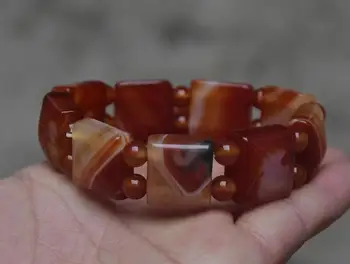 

Madagascar natural decorative pattern silk agateenergy healing hand CARDS stone bracelet