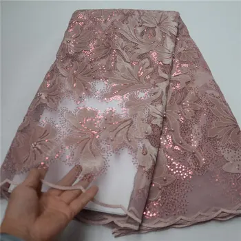 

2019 High Quality Nigerian French Lace African Lace Fabric Green with Sequins Mesh Lace For Party Dresses India LP30