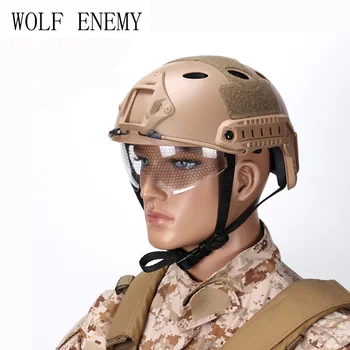 

Gear Military Sports Safety FAST Helmet with Protective Goggle PJ Type Airsoft Helmet Pararescue Jump Helmet