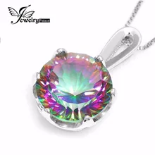 9ct Rainbow Natural Mystic Topaz Colgante Collar Encanto Genuino Real Pure 925 Collar de Plata Para Las Mujeres