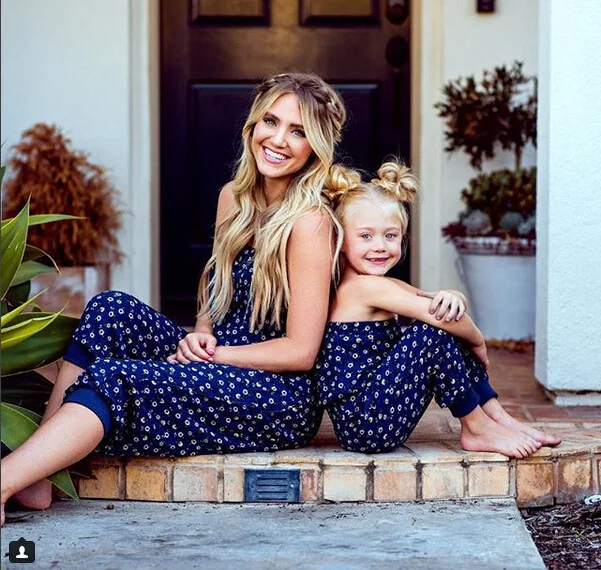 

ZOGAA 2019 New Fast Selling Print Jumpsuit Mother Daughter Matching Clothes Dark Blue Mommy and Me Clothes