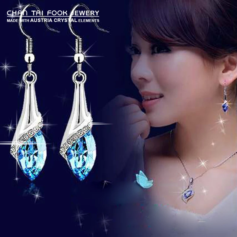 

IREACESS New Fashion brand Austrian crystal drop earrings for women