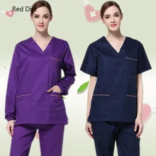 Больничная одежда для мужчин и женщин модные наборы скрабов хирургическое платье Медицинская V шеи pet doctors operation униформа