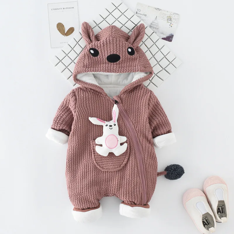 

Baby Girls Rompers Kids Clothes Autumn Winter 2018 Children Cotton Warm Cartoon Rabbit Boy Creeping Jumpsuit