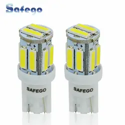 Safego 2 шт. T10 W5W 194 168 2825 автомобилей светодиодный лампы с плоским цоколем 7020 фишек 10 SMD сигнальная лампа подкладке плафон белый 250LM-300LM 12 v