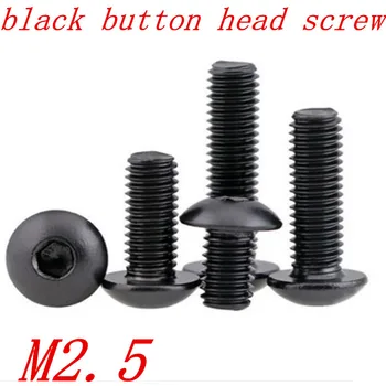 

50pcs ISO7380 M2.5*3/4/5/6/8/10/12/14/16/18/20/25/30 hex Socket Round button Head Cap Black Screw Furniture Fastener Bolt