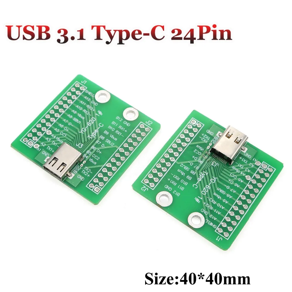 YuXi USB3.1/USB 3 1 Type C разъем 24P 24Pin гнездо тестовая плата с печатной платой 12P + 12P|Шлейфы