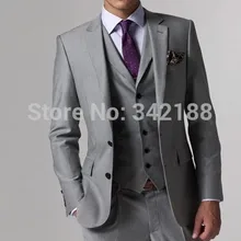 Костюм жениха светло-серого цвета с двумя пуговицами, смокинги/костюм для шафера/жениха, мужские свадебные костюмы(пиджак+ брюки+ жилет+ галстук