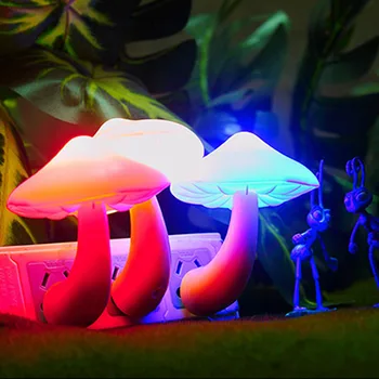 

Magic Mini Mushroom Night Lights with light Sensor control US Plug for Kids home 110v-220v Romantic kid lamp Led wall lamps