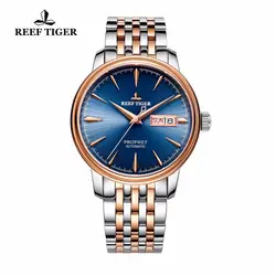 Новинка 2018 года Риф Тигр лучший бренд класса люкс мужская одежда часы синий циферблат автоматические Аналоговые часы с датой RGA8236