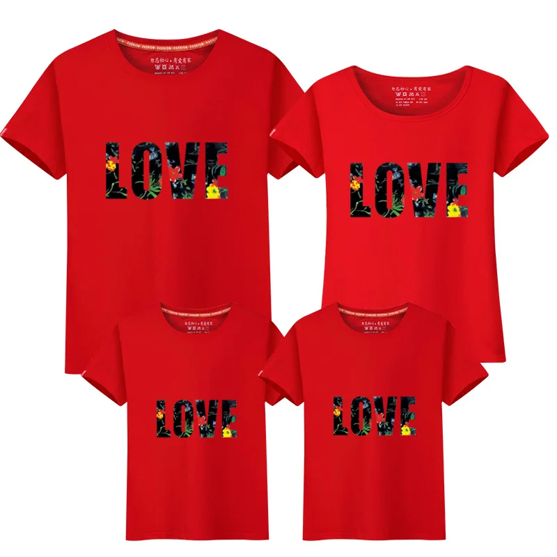 Family Matching T-Shirts Women Men Boys Girls Funny Short Sleeve Full and Low Battery Print Summer Tops