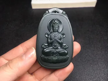 

Hetian jade cyan jade first grade fine material Guanyin pendant hp340#