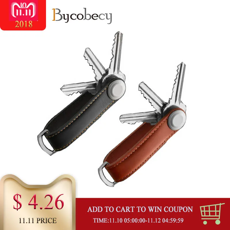 BYCOBECY Genuine Leather Creative Key Holder Mini Key Chain Key Ring Wallet Organizer Housekeeper Men Car Key цена BYCOBECY Genuine Leather Creative Key Holder Mini Key Chain Key Ring Wallet Organizer Housekeeper Men Car Key цены онлайн
