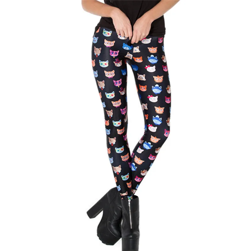 

Women Elastic Waist Digital 3D Printed Leggings 2019 Maiden Spandex Cats Coffee Bean Shiny Skinny Pants Plus Size 3XL
