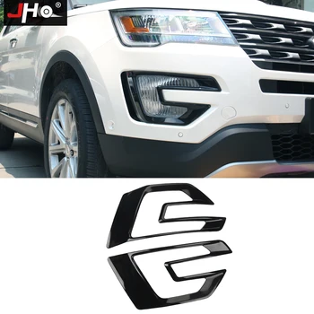 

JHO Front Fog Lamp Overlay Garnish Cover Trim For Ford Explorer 2016 2017 Fog Light Frame Bezel Car Accessories Black/Chrome