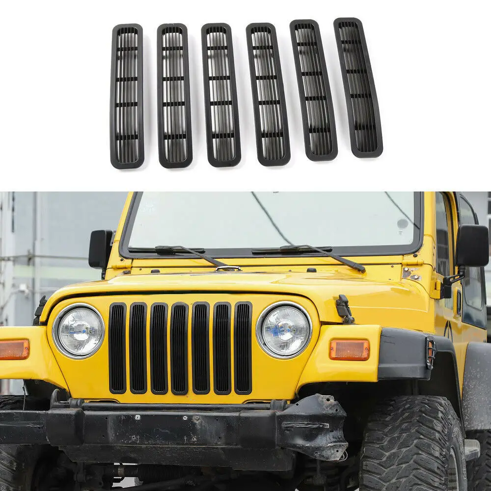 7 Pcs Black Front Mesh Grille Inserts Grill Trims Fit Jeep Wrangler Tj  1997-2006 - Front & Radiator Grills - AliExpress