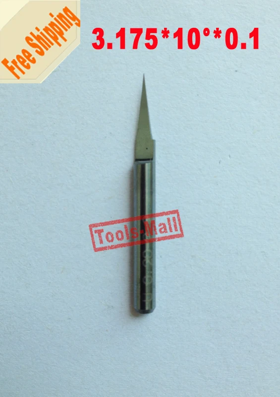 

10 pcs/Lot 3.175mm V Shape Flat Bottom Carbide PCB Engraving Bits CNC Router Tool 10 degree 0.1mm Free Shipping