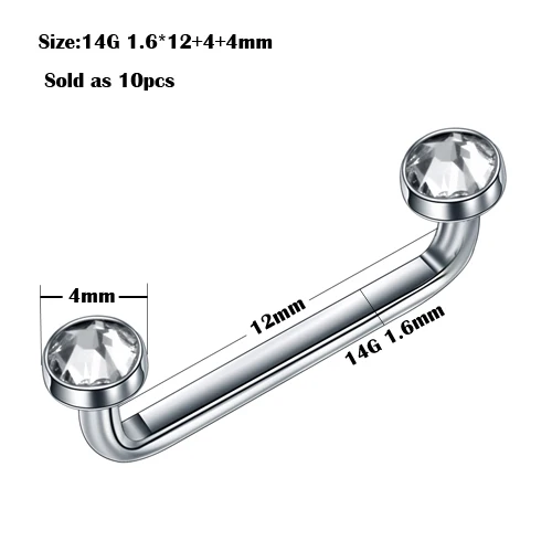 10 шт./лот G23 Титан Surfacel штангой 14G 16G Мирко кожные пирсинг кристалл якорь для вшивания в кожу пирсинг тела ювелирные изделия-пирсинг - Окраска металла: X10-T4712