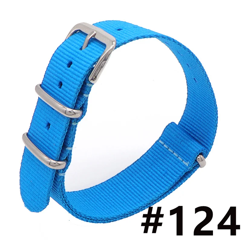 Wholesale 20mm Army Sports NATO Fabric Nylon Strap Black Blue Buckle Waterproof Watch with Hours Men's and Women's Strap