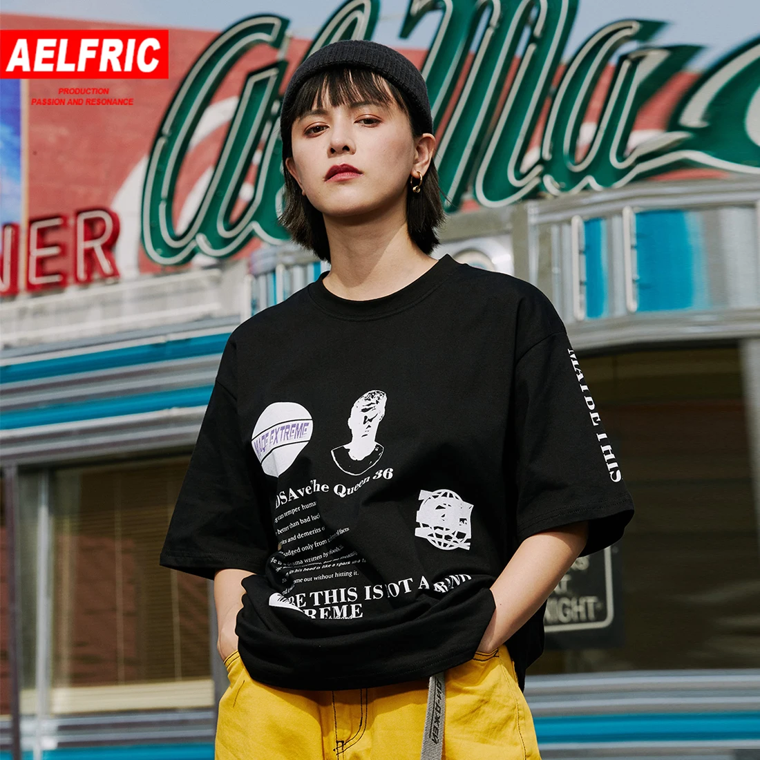 

Aelfric Summer Fashion T Shirt Women High Quality Tops Tee Shirt Letter Creative Printed T-Shirt Korea Clothes Casual Tshirt